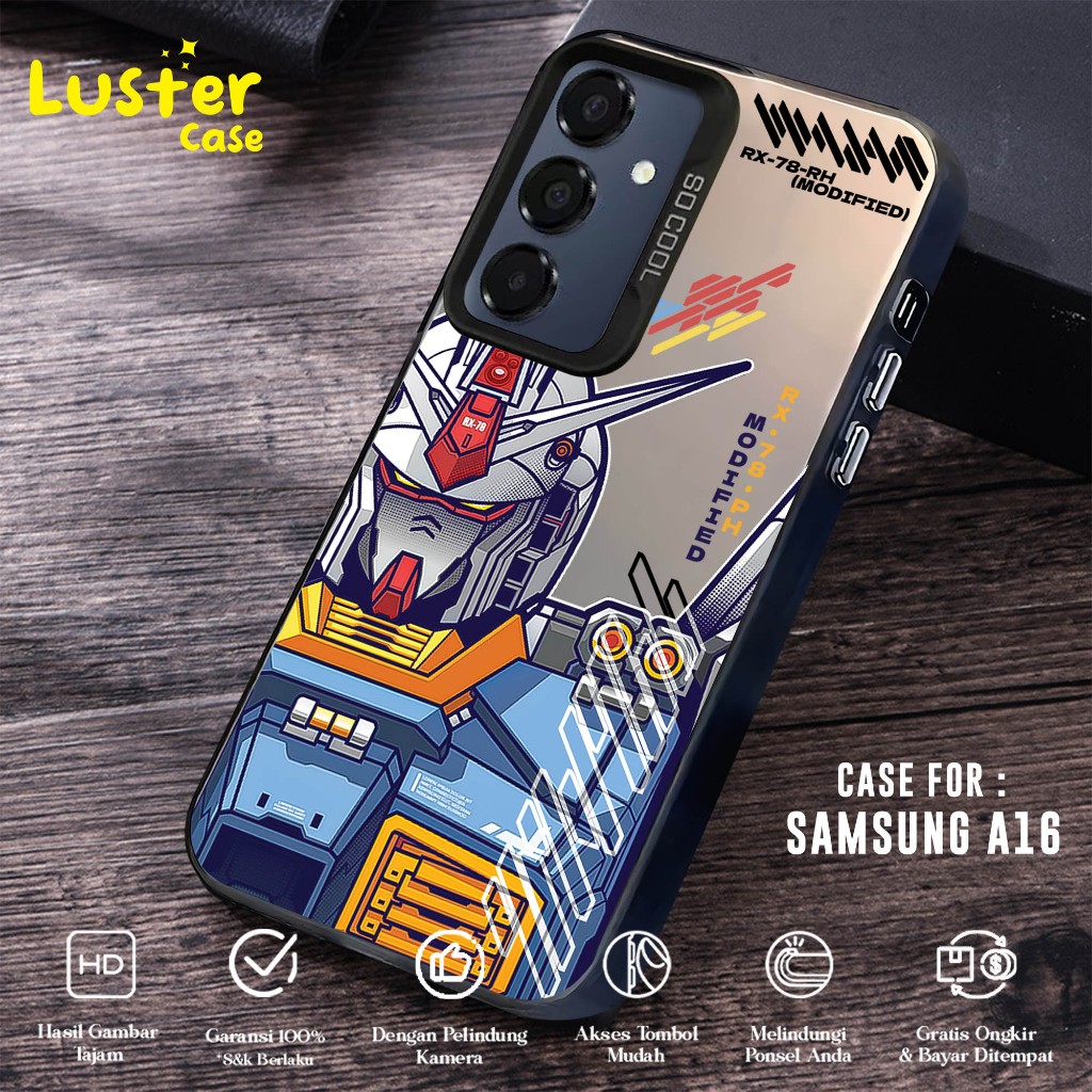 Case SAMSUNG A16  Premium Matte Hard Casing - Case IMD - Case Hologram Motif GUNDAM - Case Socool