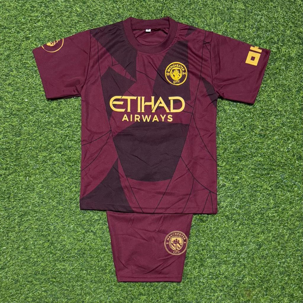 zona sport-setelan baju jersey bola anak man city maroon baju bola anak viral 2025 umur 6 bulan-15 t