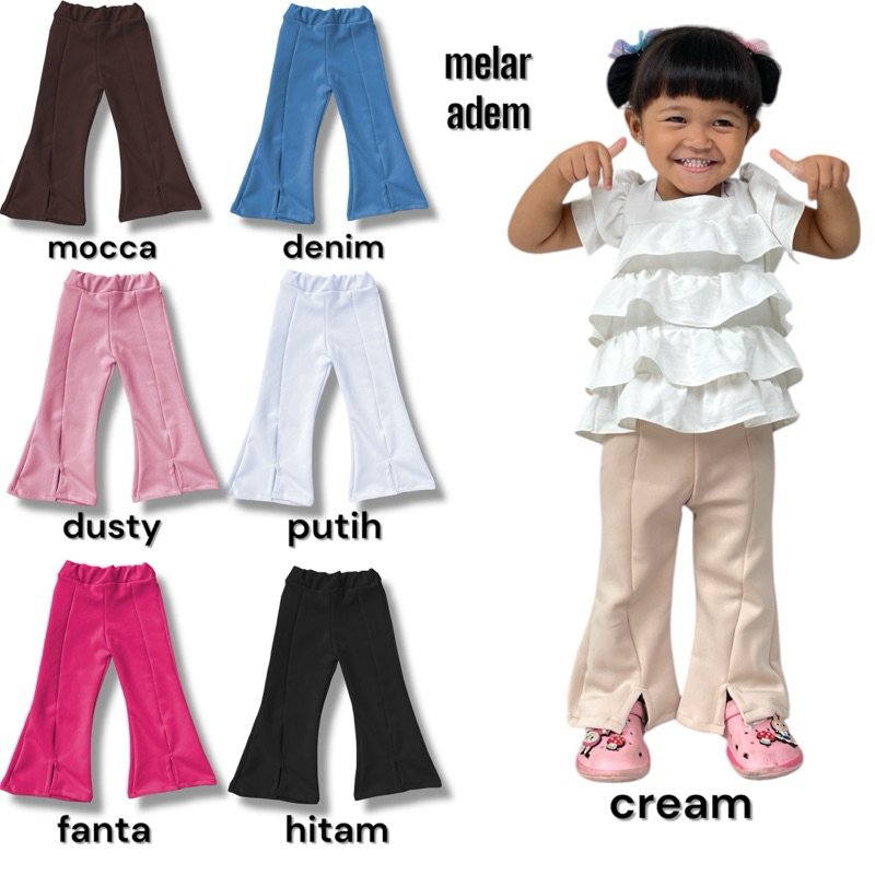 Celana Cutbray Anak Perempuan Model Belah Tengah 1-10 tahun Scuba Premium Fashion
