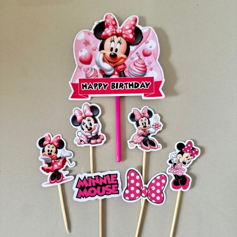 TOPPER MINNIE MOUSE / CAKE TOPPER MINNIE MOUSE / TOPPER KUE MINNIE MOUSE / CUPCAKE TOPPER MINNIE MOU