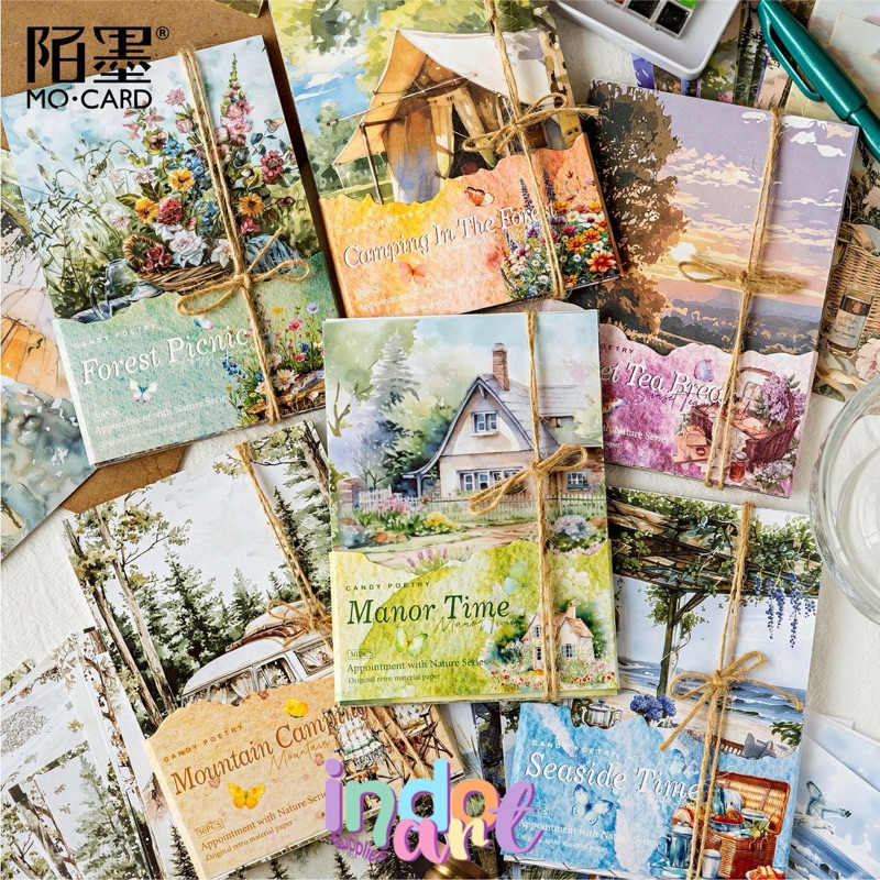 

(IAS) Material Paper Kertas Journal Scrapbook Outdoor Retro Vintage Scenery Pemandangan Camping Flower Field isi 30 /