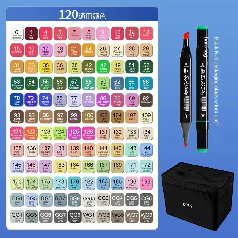 

48 Warna Spidol Berkepala Ganda Set Spidol Berbasis Alkohol untuk Lukisan Air Gambar Manga Perlengkapan Seni Sekolah/ Touch Spidol Dual Side Fine Art Brush Art Marker Set 120 Warna - CY-006