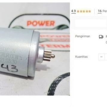 

Motor Dinamo Bor Baterai NRT PRO DC 343 Cordless Drill DC343 Gulungan