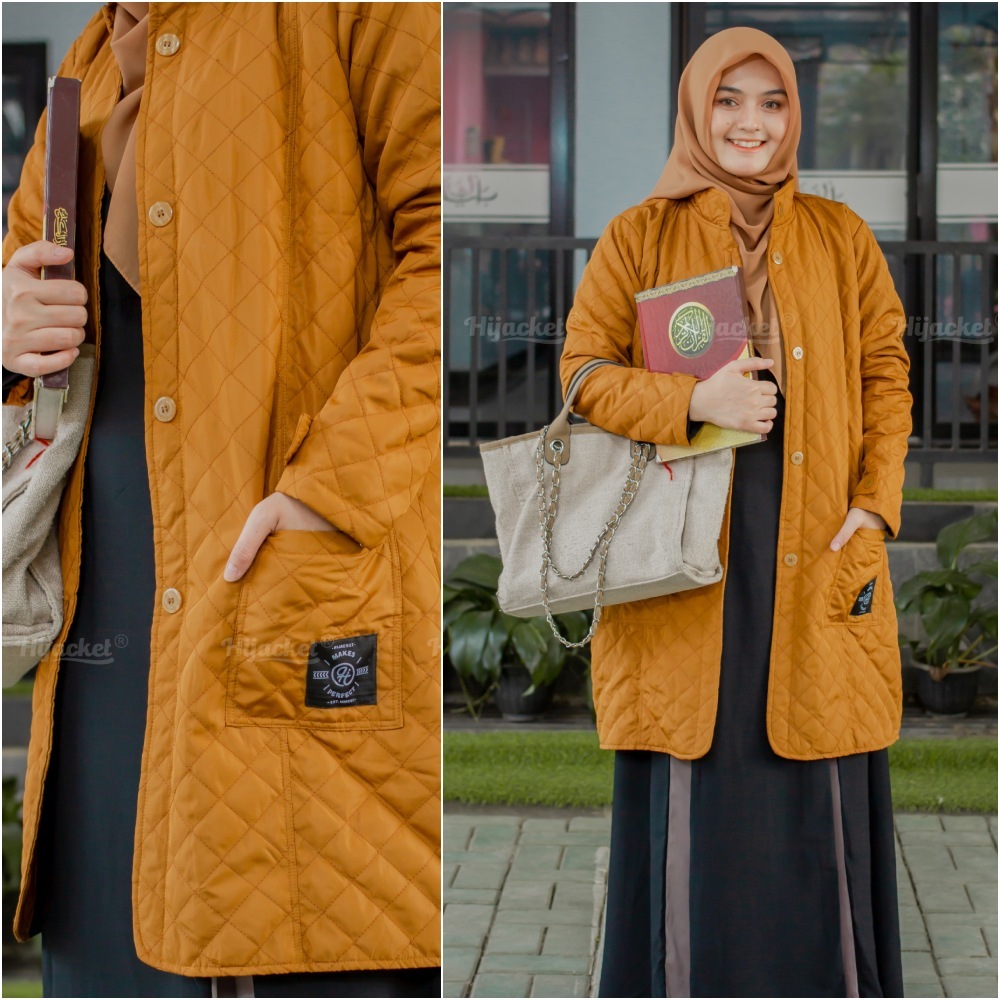 Jacket Jaket Muslimah Wanita Cewek Panjang Parasut Parasit Hijaber Syari Perempuan Kekinian Terbaru 