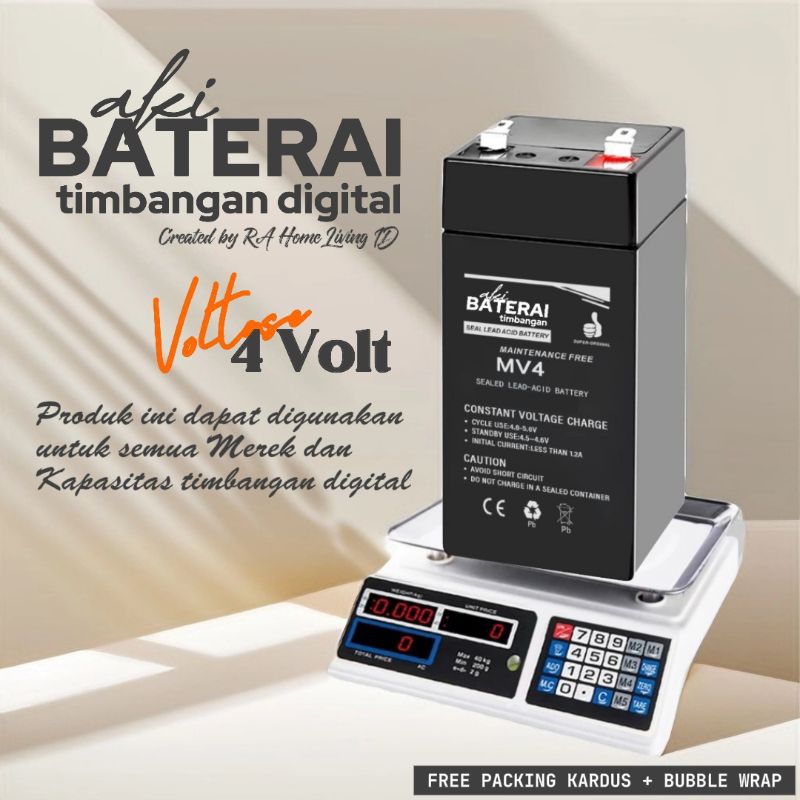 AKI TIMBANGAN DIGITAL 4V 4 VOLT || CAS ADAPTOR CHARGER 6V 6 VOLT & KABEL CHARGER 3 LUBANG PIN || NAN