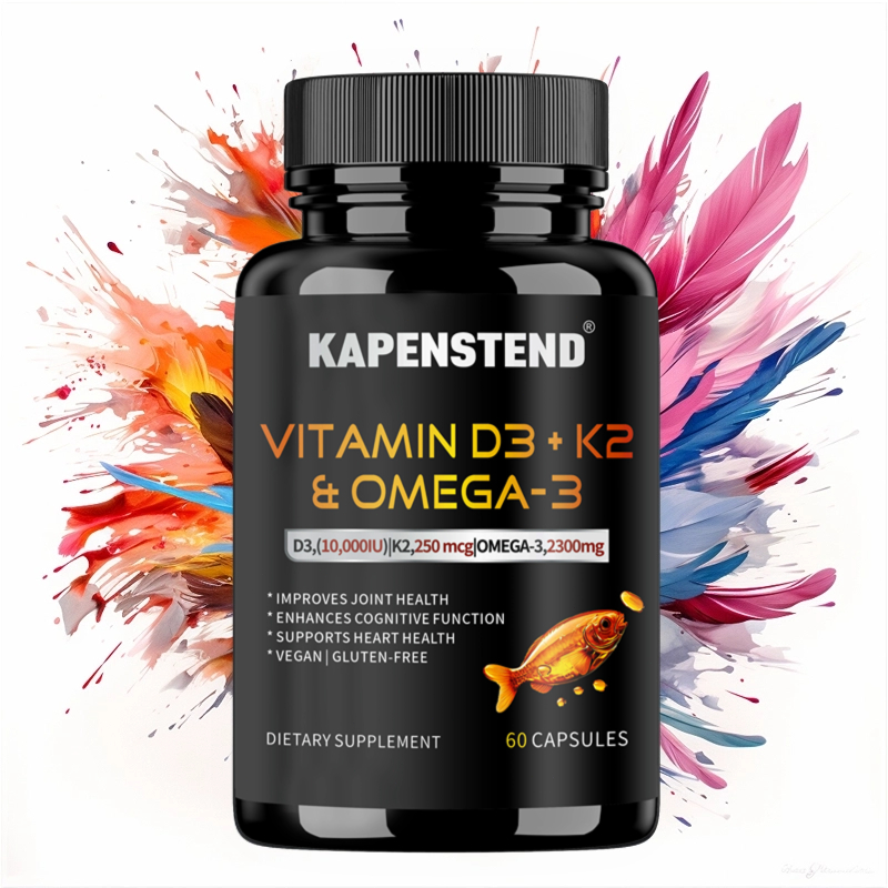 KAPENSTEND non-GMO D3+K2+Omega-3, diimpor dari Amerika Serikat, jaminan kualitas bersertifikat GMP