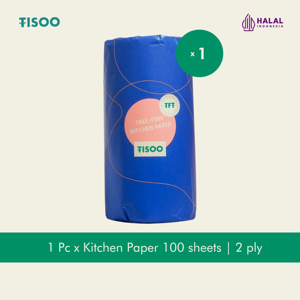 TISOO Premium Bamboo Kitchen Towel Tissue Paper 100s'2ply (1 Roll) Tisu Dapur Bambu / Food Safe