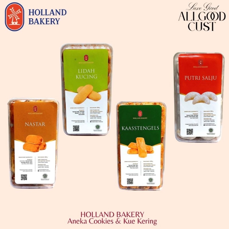 Holland Bakery - Kue Kering Toples segi 4 - Nastar, Kastengels, Putri Salju, sagu keju,Corn Flakes, 