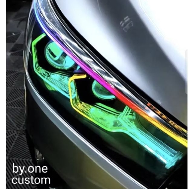 paket custom headlamp Innova reborn hexagonal pro slime Alis RGB siap pasang dimobil