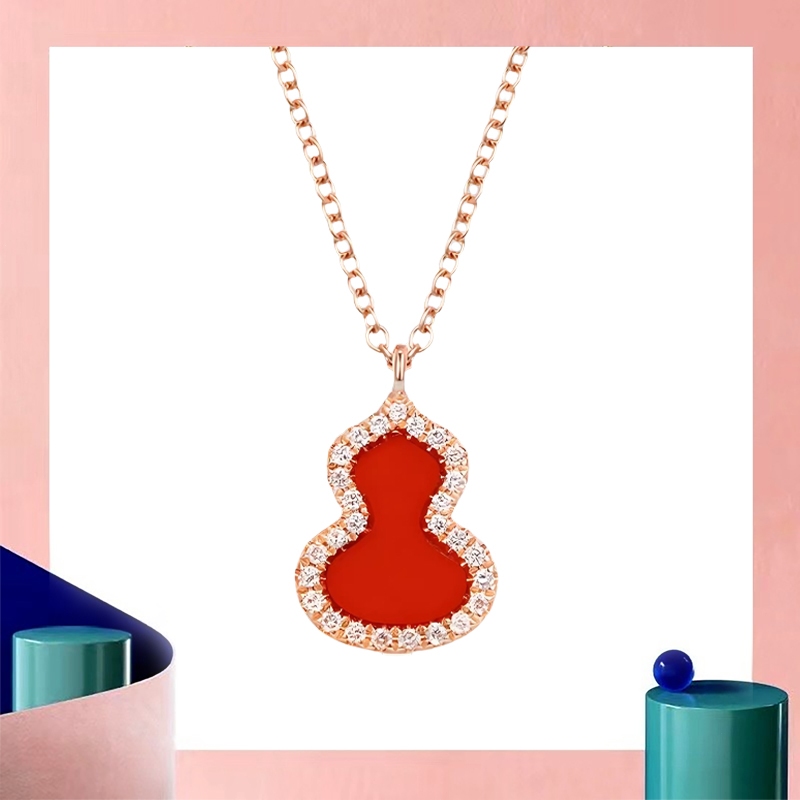 Kalung Wanita Emas 17K / Kalung Berlian Emas Mawar / Kalung Fashion