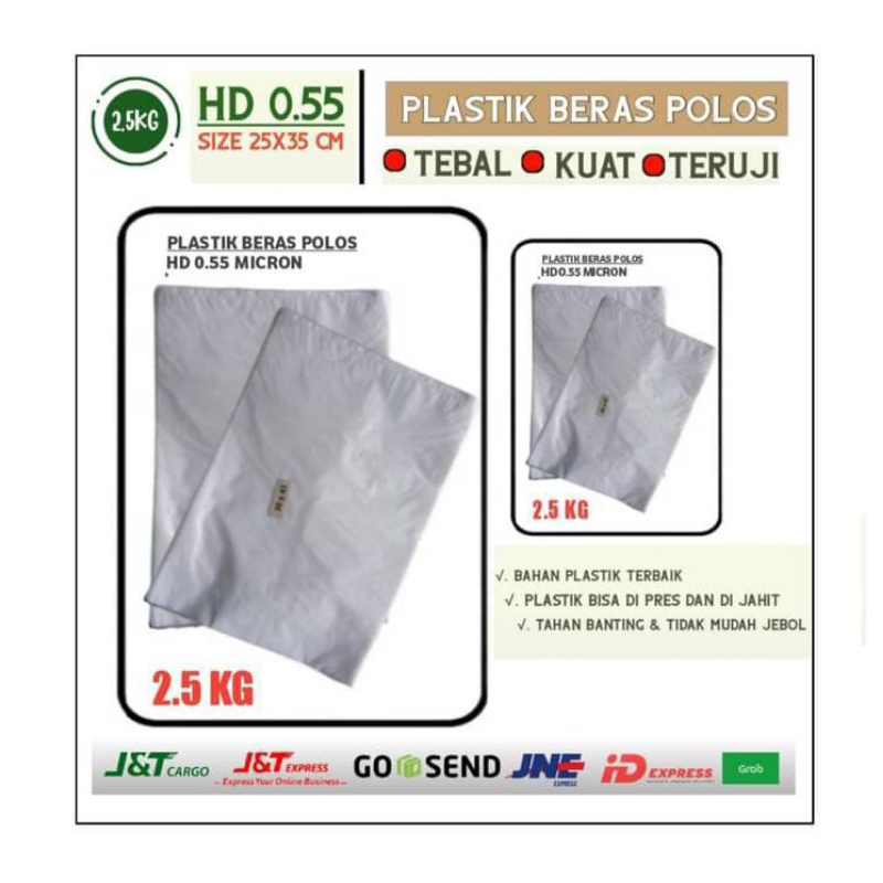 Plastik Beras Polos HD Prmium Kemasan 2,5-3 kg Isi 100