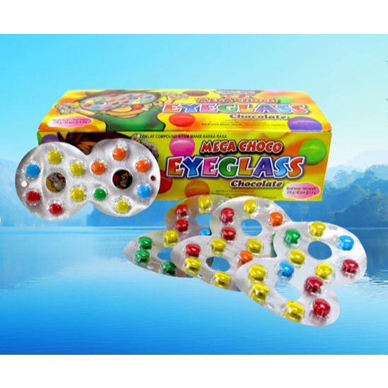 

Pusan Permen Kacamata Mega Choco Eyeglass Crispy Chocolate 1 Box 40 Pcs