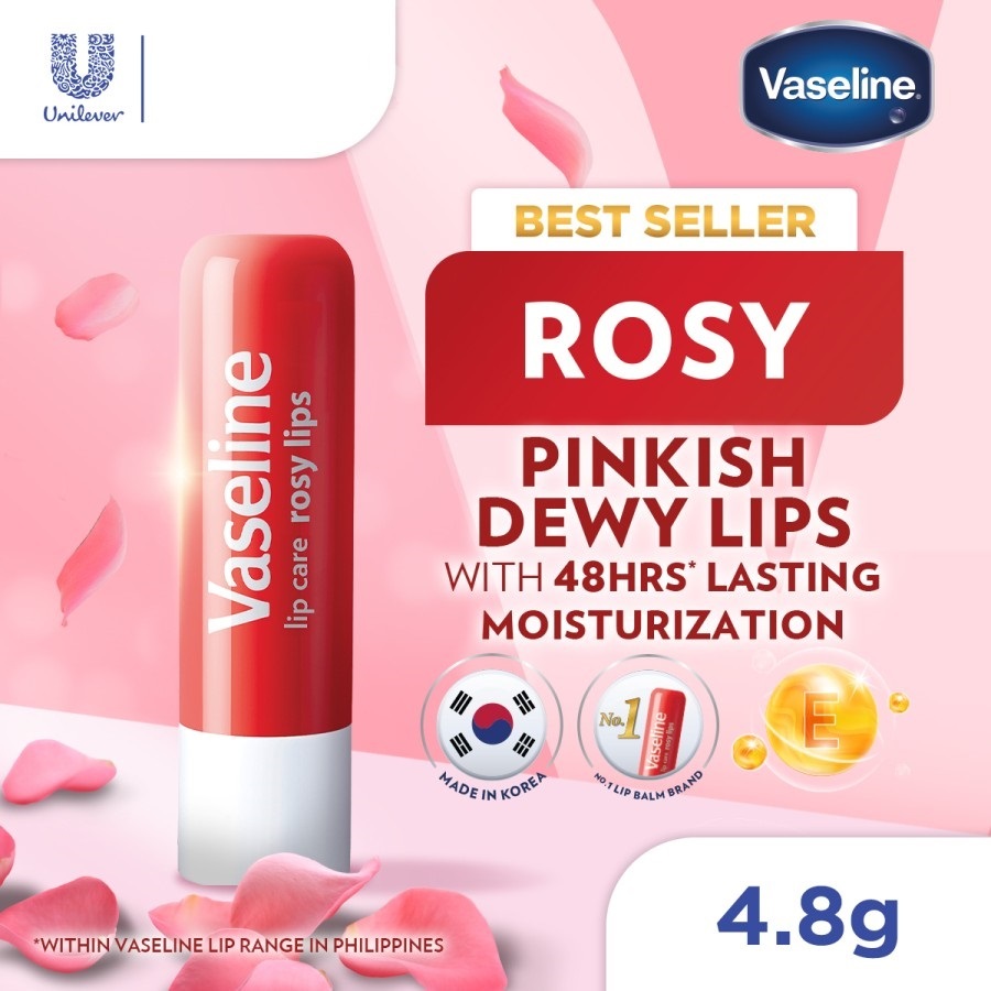 VASELINE Lip Therapy Balm Stick Pelembab Bibir Rosy Lips Made In Korea 4.8 gr