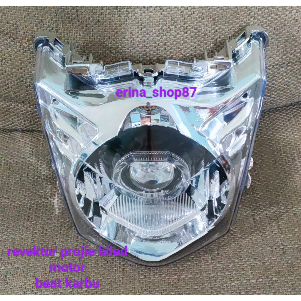 revektor lampu depan Biled motor BEAT KARBU 1 set revektor + lampu biled MIKA BENING