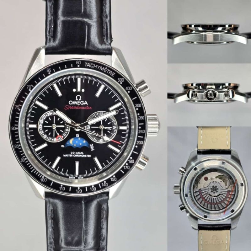 JAM TANGAN PRIA OMEGA SPEEDMASTER MOONWATCH MOONPHASE BLACK AUTOMATIC JAPAN SUPER QUALITY
