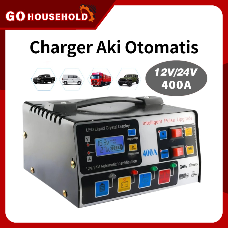 Charger Aki Otomatis Smart Intelligent 12v24v 400W 800AH Auto Repair Mobil Pengisi Daya Kendaraan Pe
