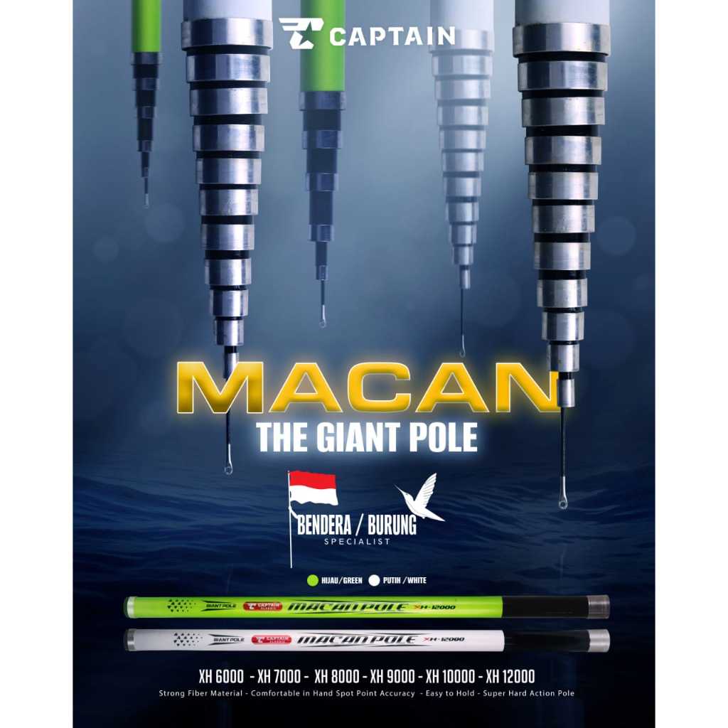 Joran Pancing Tegek/Joran Pancing Gabus CAPTAIN MACAN POLE Ruas Panjang 110cm (WARNA ACAK/RANDOM)