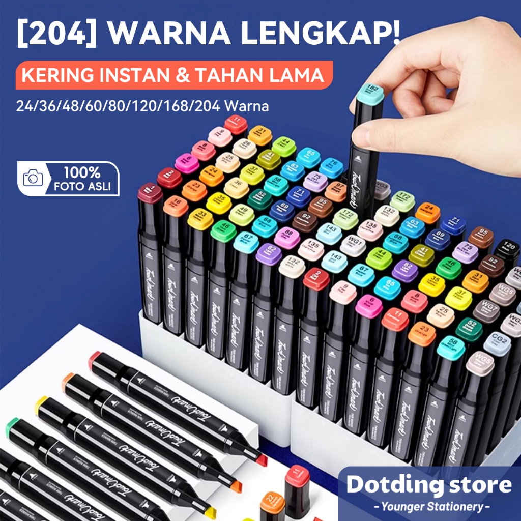 

【Dotding】Touch 168/120/80/60/48/36/24 Warna Warni Spidol 1 Set Umum Sketsa General Marker Set Animation Markers 2 Tip Sketch Marker H232