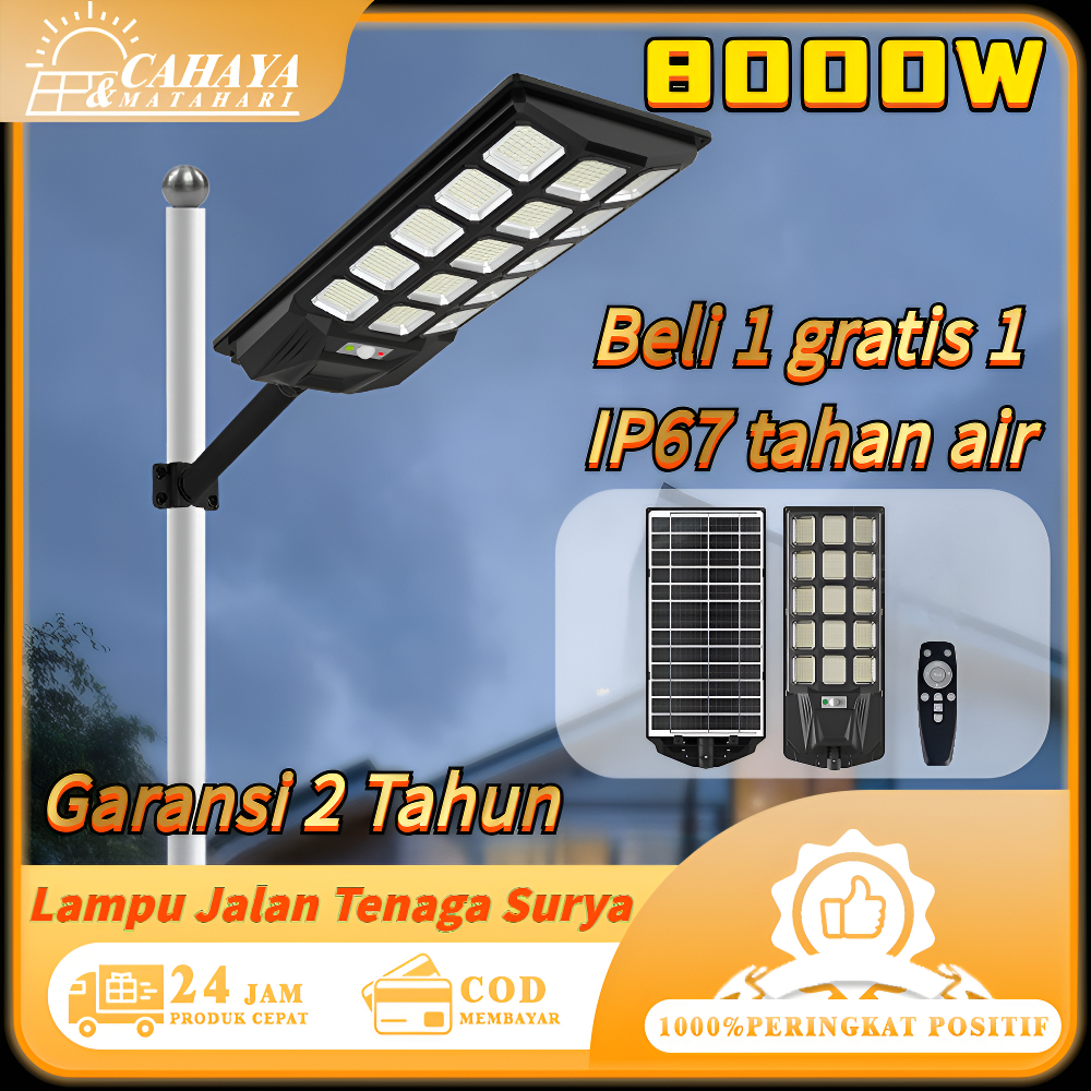 8000W lampu tenaga surya otomatis lampu tenaga surya outdoor Lampu Jalan Tenaga Surya LED lampu tama