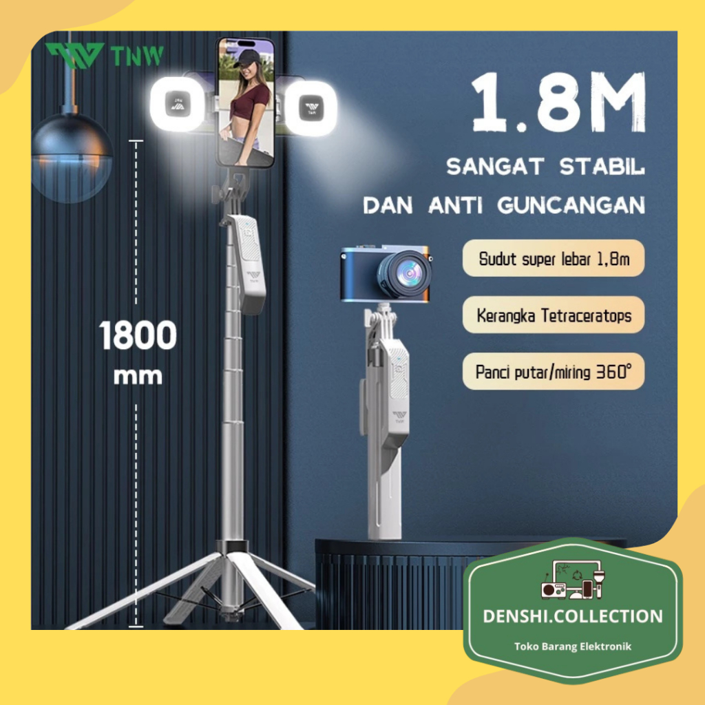TNW S30 Tongsis Tripod Bluetooth 1.8m Fill light Tongsis Tripod Remote Tongsis hp Selfie Stick