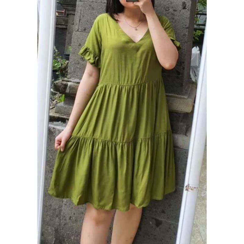 DRESS MODEL SUSUN POLOS || bahan Rayon cantik || Dress lebaran Casual Daster Panjang Pendek Renda Wa