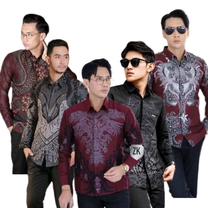 Kemeja Batik Pria Lengan Panjang Dewasa Motif Polimikro Hem Hitam Baru Seragaman Kondangan Kantor Mu