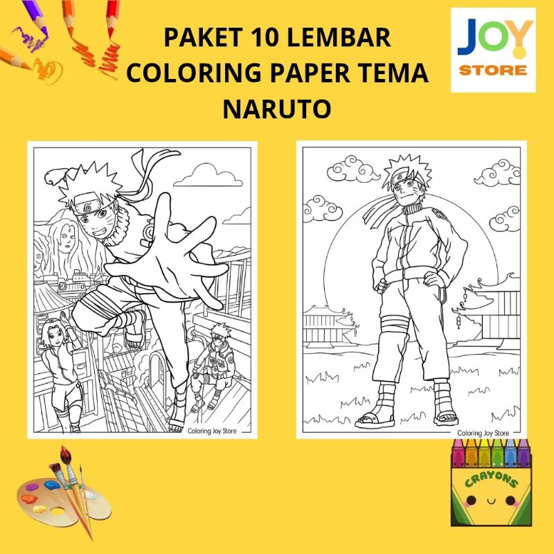 

PAKET 10 Lembar Kertas Gambar Mewarnai Tema Naruto Ukuran A4 150 gsm - Coloring Paper 030