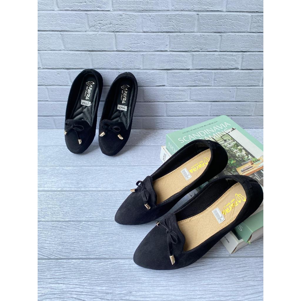 Sepatu Balet Couple Ibu dan Anak Perempuan Motif Pita Lidah Flatshoes Anak Cewek Sol Karet