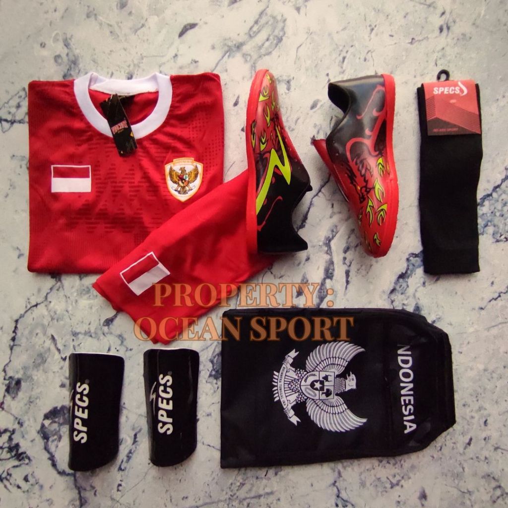 Ocean Sport - Sepatu Futsal Specs Anak Paket Lengkap Premium Lokal Sol Karet Paket 5