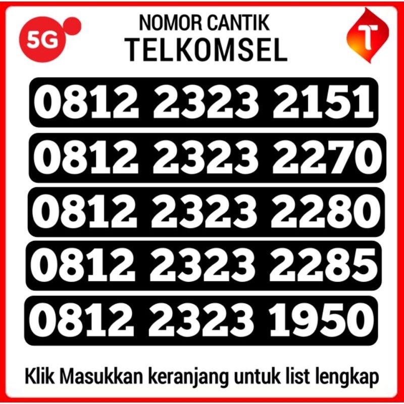 Nomor Cantik Telkomsel Simpati 2323 Rapi Super Murah Support 5G