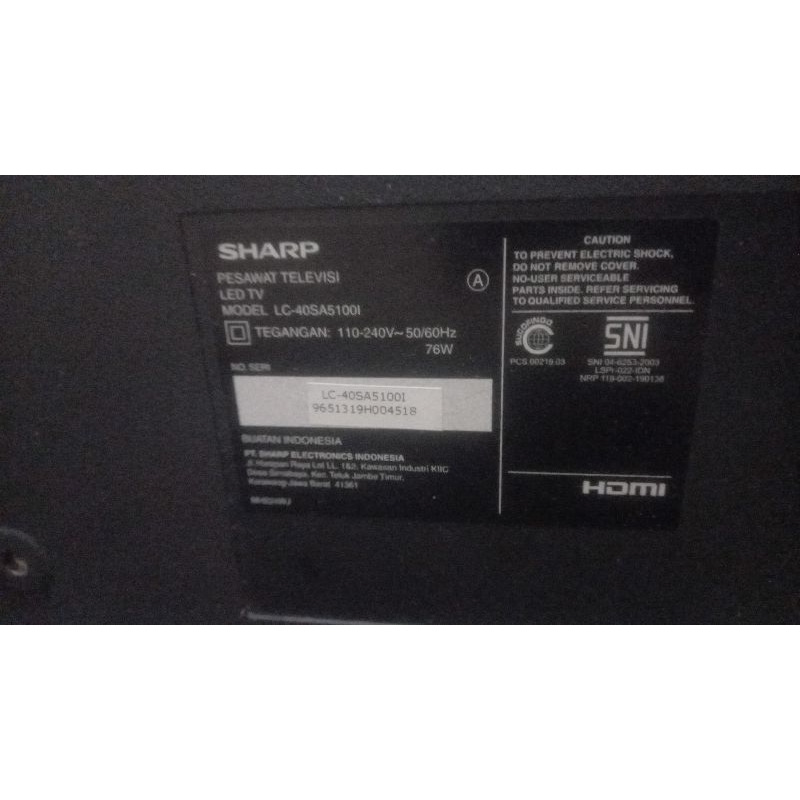 part sharp aquos LC-40SA51001