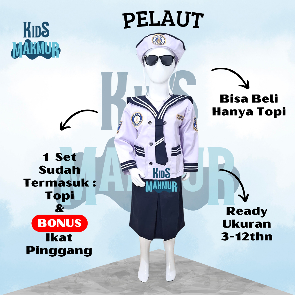 Baju pelaut anak perempuan kostum profesi sailor cilik baju profesi anak perempuan baju sailor anak 