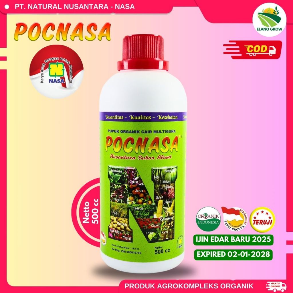 PROMOOO !!! PUPUK ORGANIK CAIR ORIGINAL NASA POC NASA KEMASAN 500 CC  / POC NASA - ELANO GROW