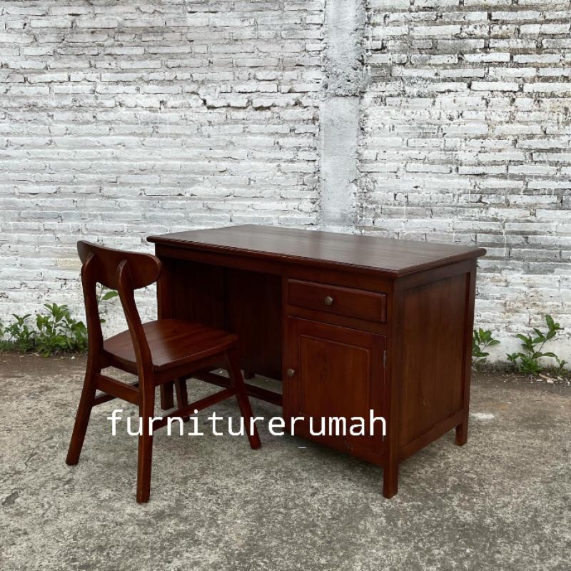 meja kantor meja kerja kayu jati minimalis, meja kursi kerja kayu jati minimalis