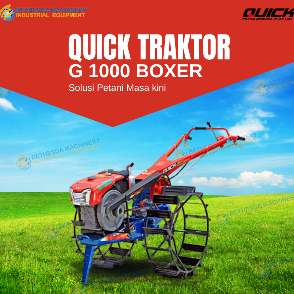 Traktor tangan Quick G 1000 Boxer + Diesel Kubota RD 85 DI-2S Mesin Bajak sawah Komplit