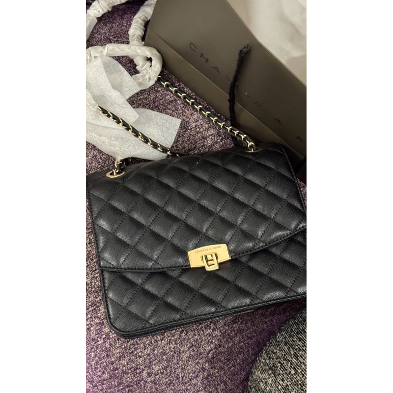 (new) preloved charles & keith quilted chain bag