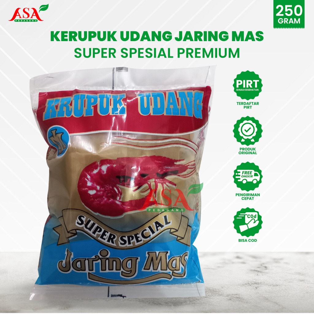 

Kerupuk Udang Mentah Jaring Mas Super Spesial Premium 250 Gram Oleh Oleh Rembang