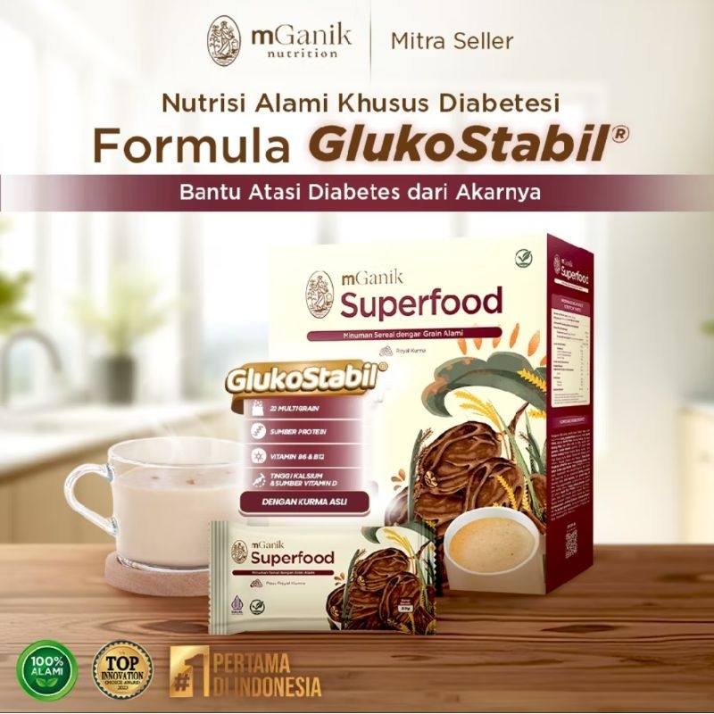 MGANIK SUPERFOOD MULTIGRAIN 500GR ISI 20 SACHET Superfood Multigrain Nutrisi Diabetes
