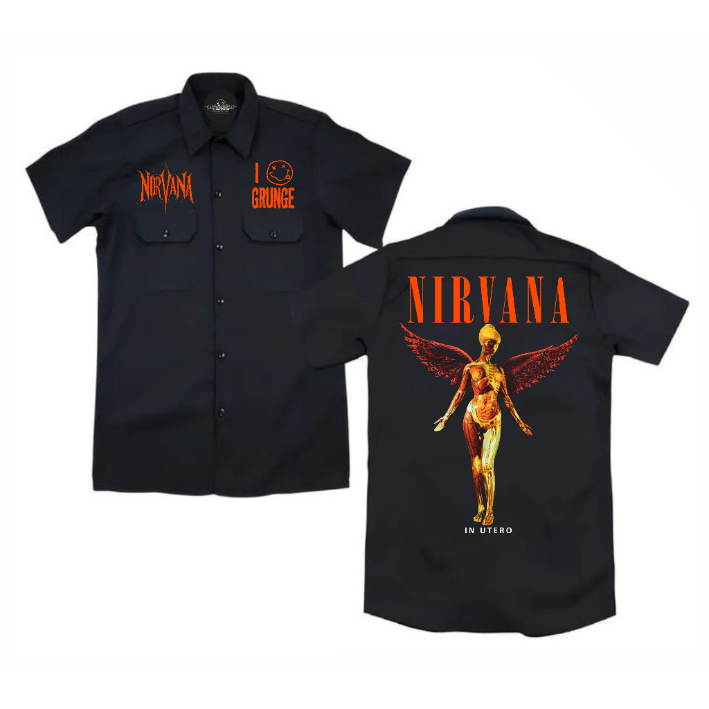 Sreg Workshirt Nirvana I Love Grunge kemeja kerja PDH