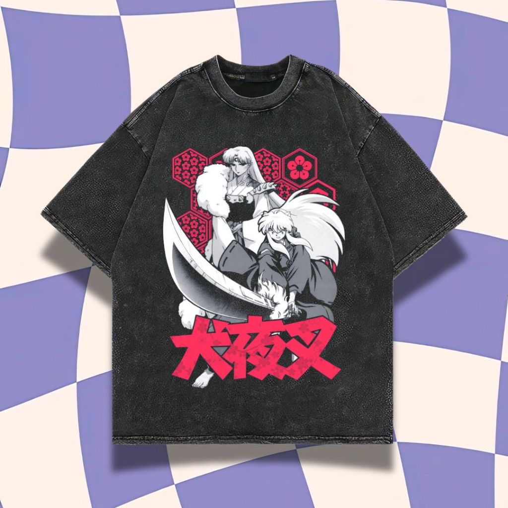 Purple Haze "Inuyasha" Oversized T-Shirt | Stone Wash | Kaos Inuyasha | Anime | Kaos Oversize | Vint