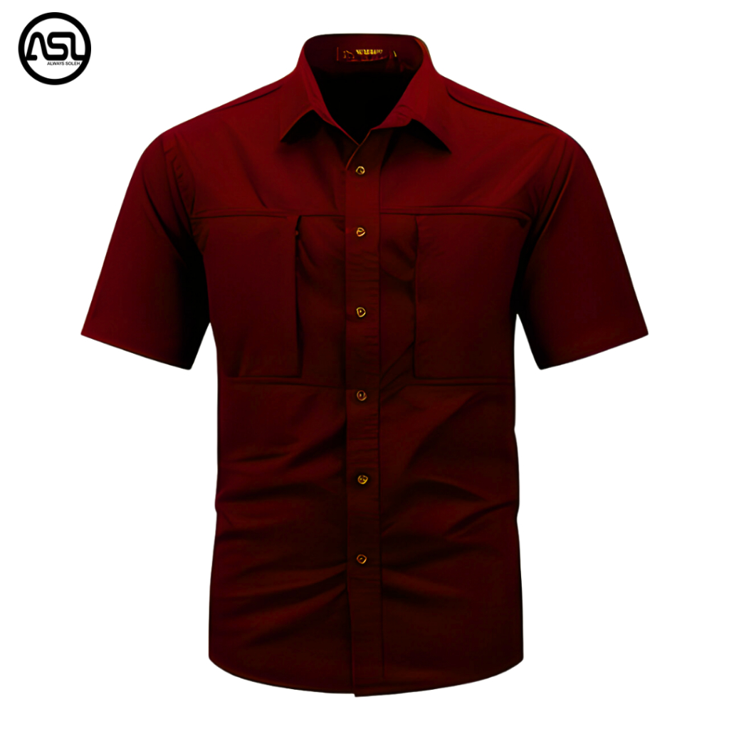 Kemeja Tactical Maroon / Kemeja Tactical Pria / Kemeja Pria / Kemeja / Kemeja Tactical Lengan Pendek