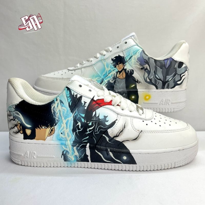 (BISA CUSTOM GAMBAR) AF 1 Custom Sung Jin Woo X Shadow Army Solo Levelling Glow In the Dark