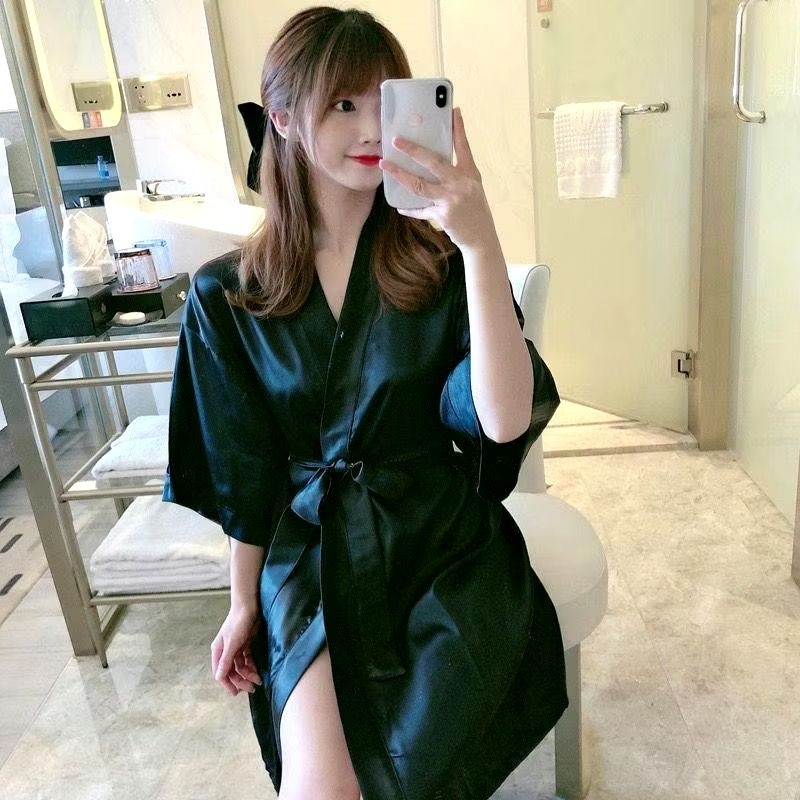 "Malam Yang Mewah" Kimono Satin Bordir Nama/Baju Kimono Tidur Bisa Bordir Nama