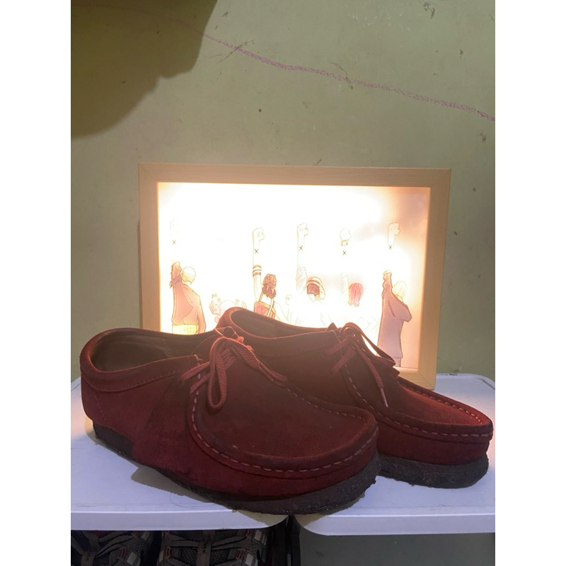 Clarks Wallabee Red Maroon