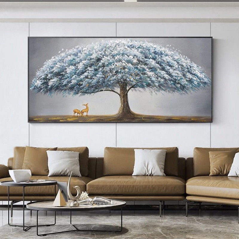 Lukisan dinding abstrak tekstur minimalis modern pohon rusa untuk hiasan dinding rumah