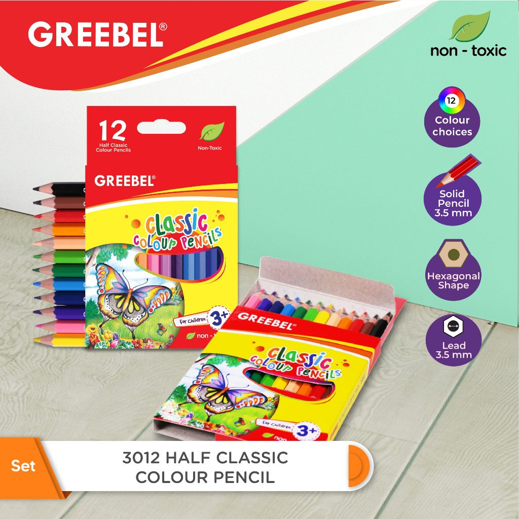 

Pensil 12 Warna Pendek Greebel ( Garansi Original ) / Pensil Warna Greebel Pendek / Colour Pencils