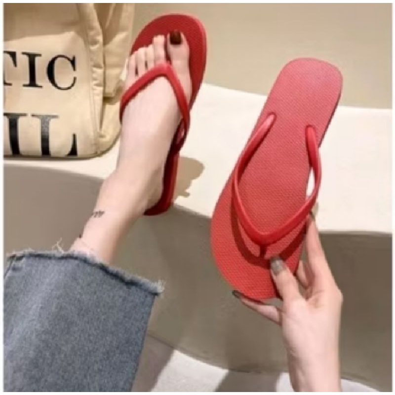 Sandal Cewe polos Viral... Merah Menyalah.