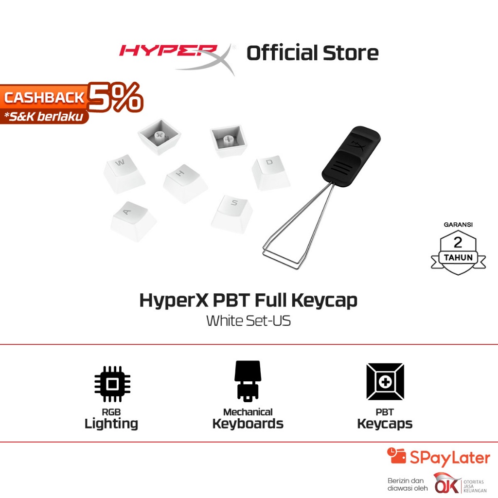 HyperX Keycaps Gaming Full Key Set PBT - White Original Promo Cicilan Murah
