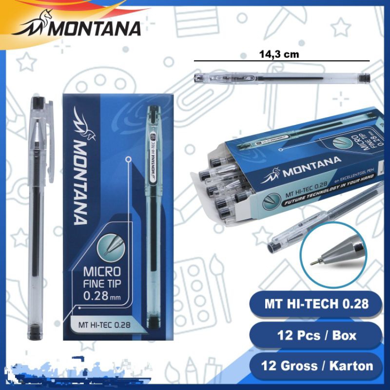 

PEN GEL 0,28MM 12PCS MONTANA HI-TECH BALLPOINT PENA PULPEN GEL MURAH
