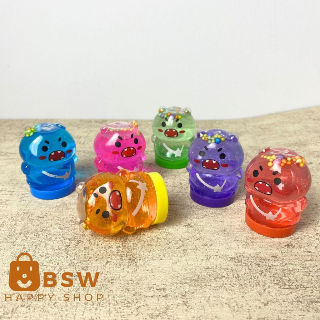 Mainan slime Monster boba warna warni bening clear glitter murah